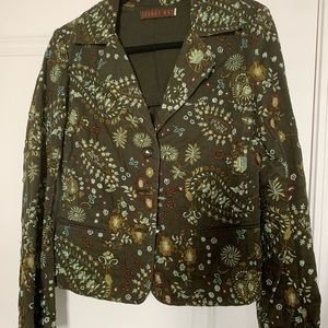 Johnny Was embroidered used green blazer